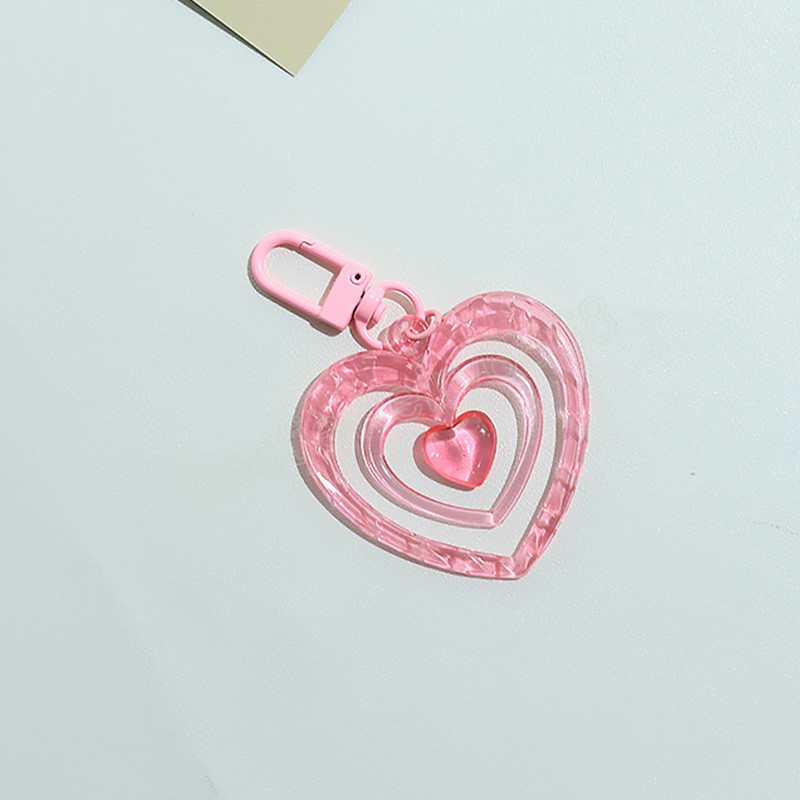 Renkli içi boş kalp kolye anahtarlık moda aşk akrilik anahtar zincirler kulaklık kasa takılar çanta süsleme araba anahtarlık aksesuarları