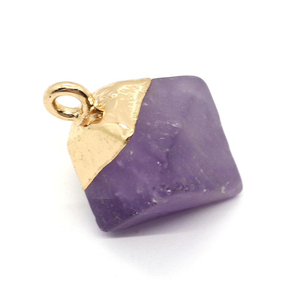 Natural Crystal Stone 11x20mm Rhombus Pendant Amethyst Fluorite Quartz For DIY Necklace Earrings Jewelry Accessories