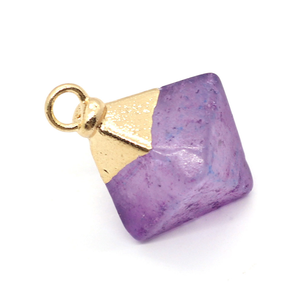 Natural Crystal Stone 11x20mm Rhombus Pendant Amethyst Fluorite Quartz For DIY Necklace Earrings Jewelry Accessories