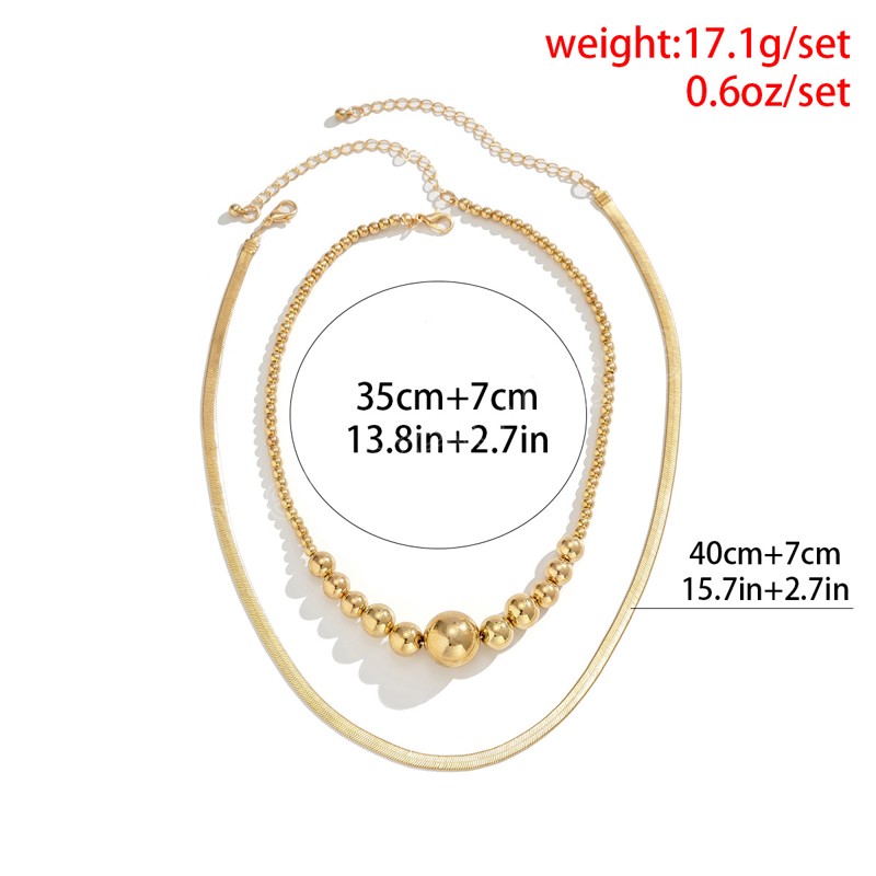 Simple Casual Gold Color Metal Beads Double Layers Pendant Necklace Fashion Women Choker Necklace Jewelry