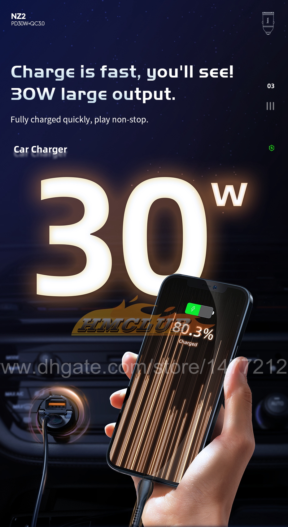 CC380 MINI PD 30W USB CAR CHARCHING FAST充電QC3.0 SuperCharge FCP for iPhone