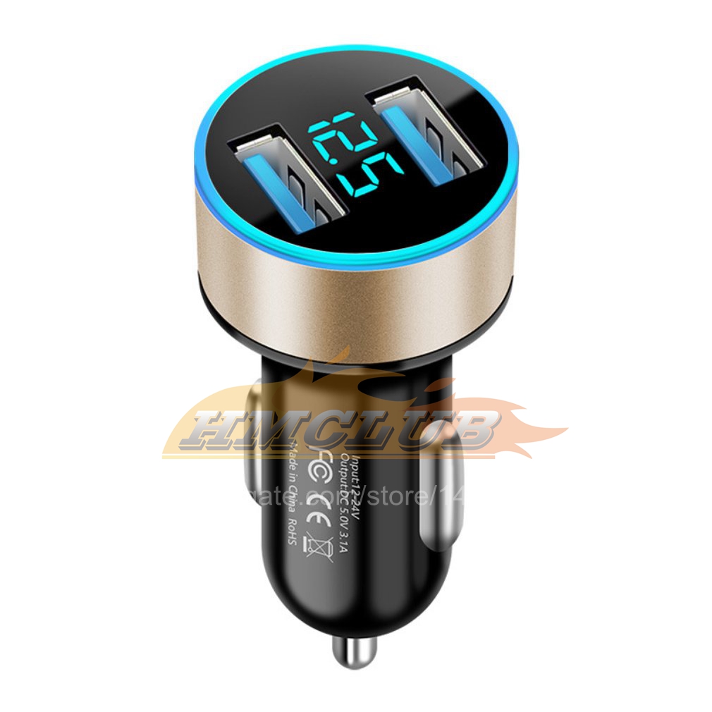 CC350 Auto Accessories Dual USB Digital Display Car Charger Portable Car Cigarette Lighter With LED Display Car Charger