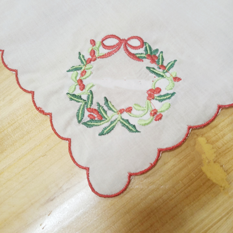 Set mit 12 Hochzeitstaschentüchern, Brauttaschentüchern für Damen, weiße Baumwolle, rot, gewellter Rand, 30,5 x 30,5 cm