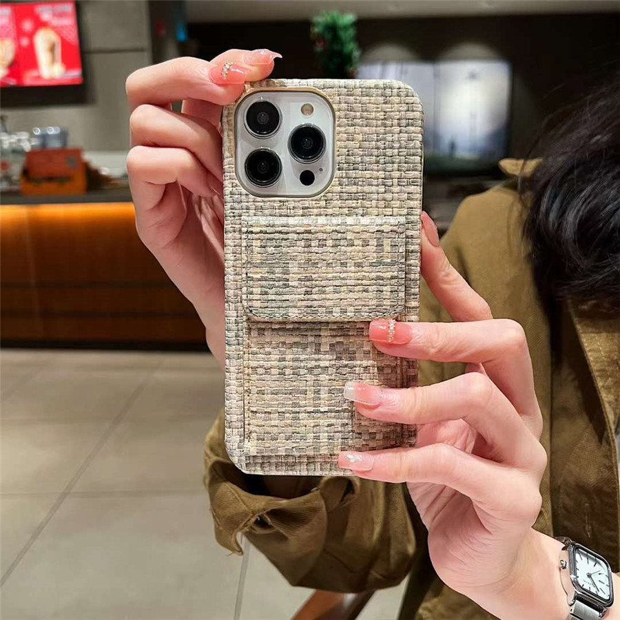 iPhone 13 PROMAXケースLuxury Woven Cloth Phone Case Case Card for iPhone 14 Pro Max 14Plus 11 XR XS X 7 8パルス6 12カバー