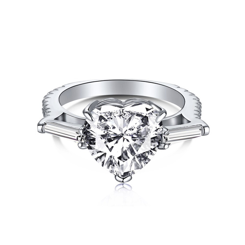 1CT Real 925 sterling Silver Heart Designer Ring for Woman Luxurious Jewelry 5A Cubic Zirconia Round Oval Diamond Womens Bride Wed Engagement Love Ring Gift Box