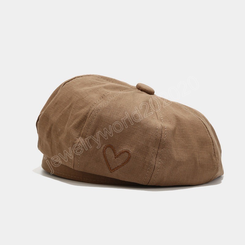 Bérets sans bord avec coeur coton béret chapeau pour femmes automne hiver créateur français peintre britannique octogonal chapeaux cadeau