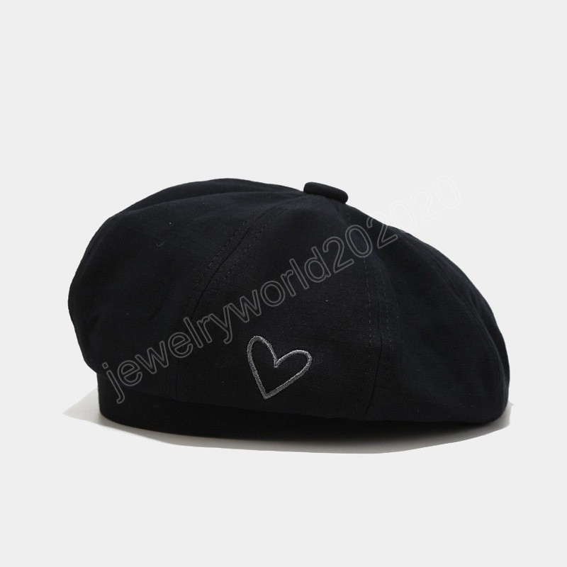 Bérets sans bord avec coeur coton béret chapeau pour femmes automne hiver créateur français peintre britannique octogonal chapeaux cadeau