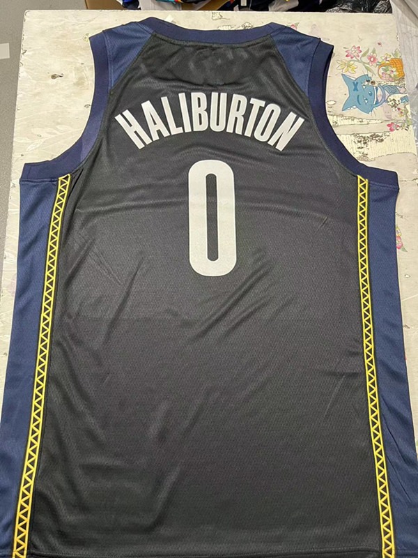 인쇄 된 Tyrese Haliburton Basketball Jersey Myles Turner Bennedict Mathurin Buddy Hield Aaron Nesmith Jalen Smith Bruce Brown Reggie Miller Pacer City Edition