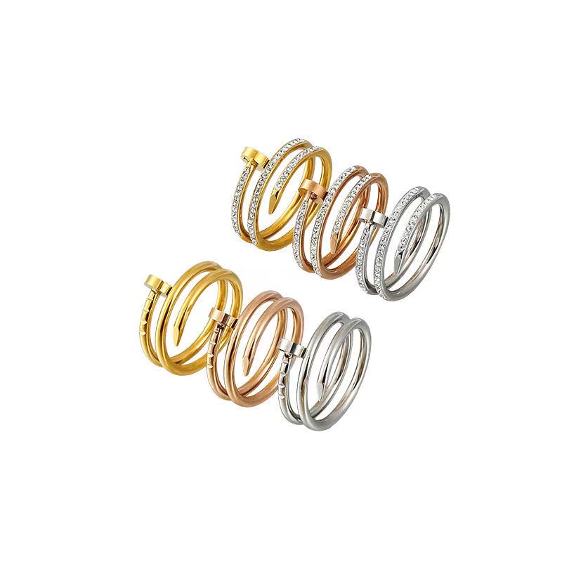 Love Torny Ring cl￡sico dise￱ador de lujo joyer￭a para hombres y anillos para mujeres Titanium Steel Letter Band de doble banda Tama￱o 5-11