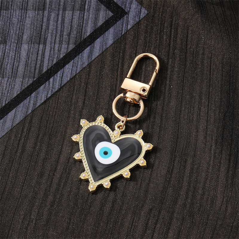 Candy Color Blooming Heart Evil Eye Clasp Nyckelringar för vänälskare Gift Harts Eye Bag Car Keyring Pendant Keychain