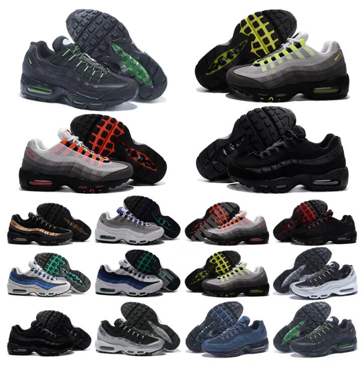 Designer Mens 95 Running Shoes Yin Yang OG Airs Solar Triple Black White 95s Dark Army Worldwide Seahawks Particle Grey Neon AirS Red Greedy 3.0 Sports Trainer Sneakers