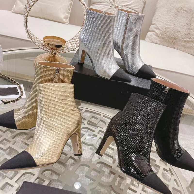 Fashion Boots booties designer pointed booties locomotive ladies black leather gold buckle autumn and winter quality leisure work wedding dress tube women's shoes