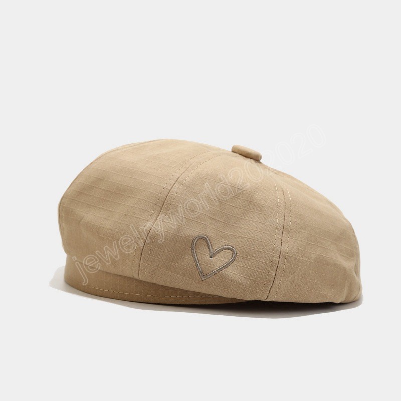 Bérets sans bord avec coeur coton béret chapeau pour femmes automne hiver créateur français peintre britannique octogonal chapeaux cadeau