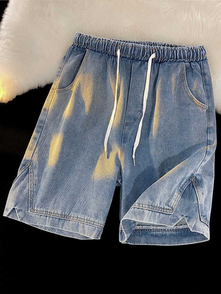 Shorts pour hommes Juspinice été hommes Jeans décontractés Shorts Simple cordon longueur au genou court Denim pantalon bleu noir Bermuda Shorts pour homme solide G221214