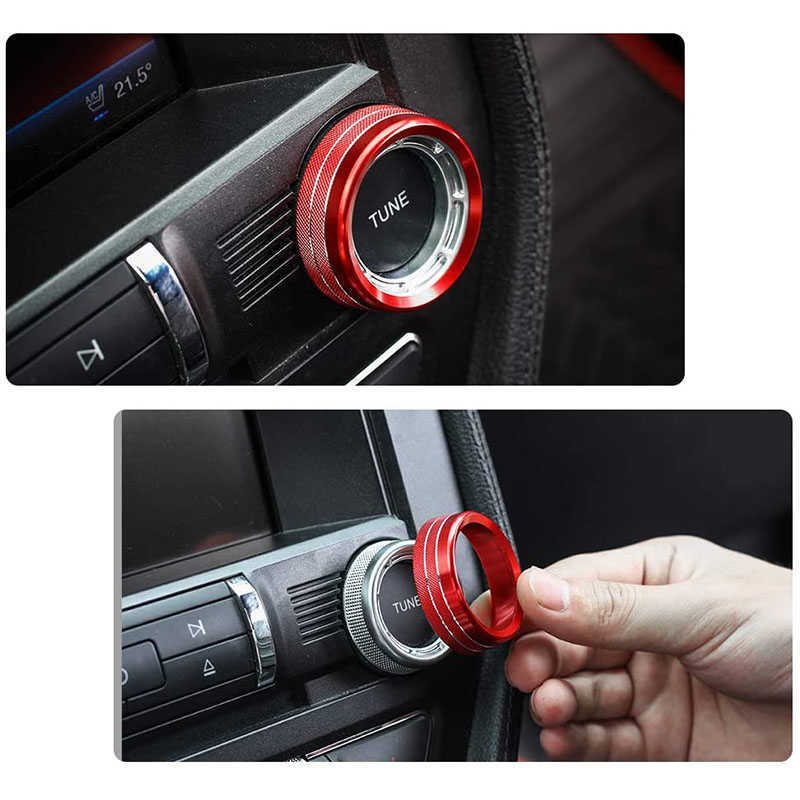 Air Condition Radio Rings Rings AC Bot￣o de controle de controle Decorativa Tampa do anel para Ford Mustang 2015-2020 Erro de ￡udio