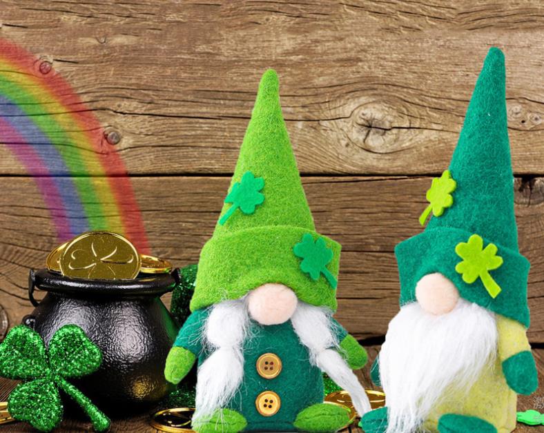 Party Favor St Patricks Day Tomte Gnome Faceless Plush Doll Irish Festival Lucky Clover Bunny-Plush Dwarf Days påskdekor gåvor SN545