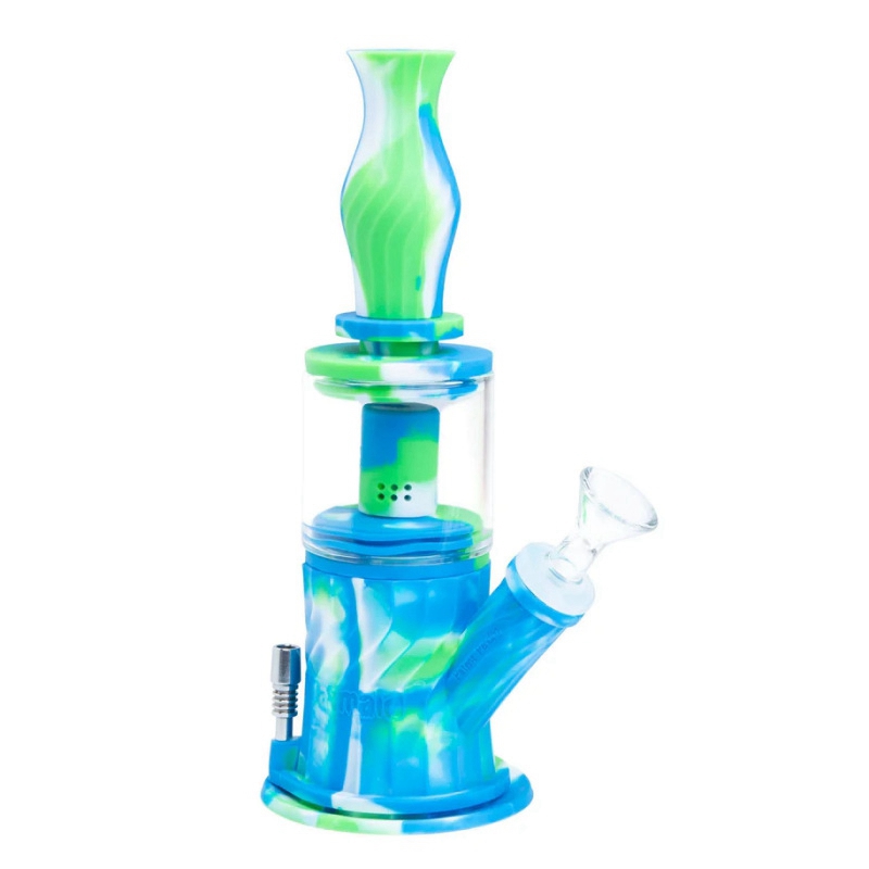 COOL Bunte Silikonnägel Spitze Strohhalm Rauchen Shisha Kit Tragbarer abnehmbarer Kräutertabakgriff Glasfilterschüssel Wasserpfeife Shisha Zigarette Bong Halter Rohre