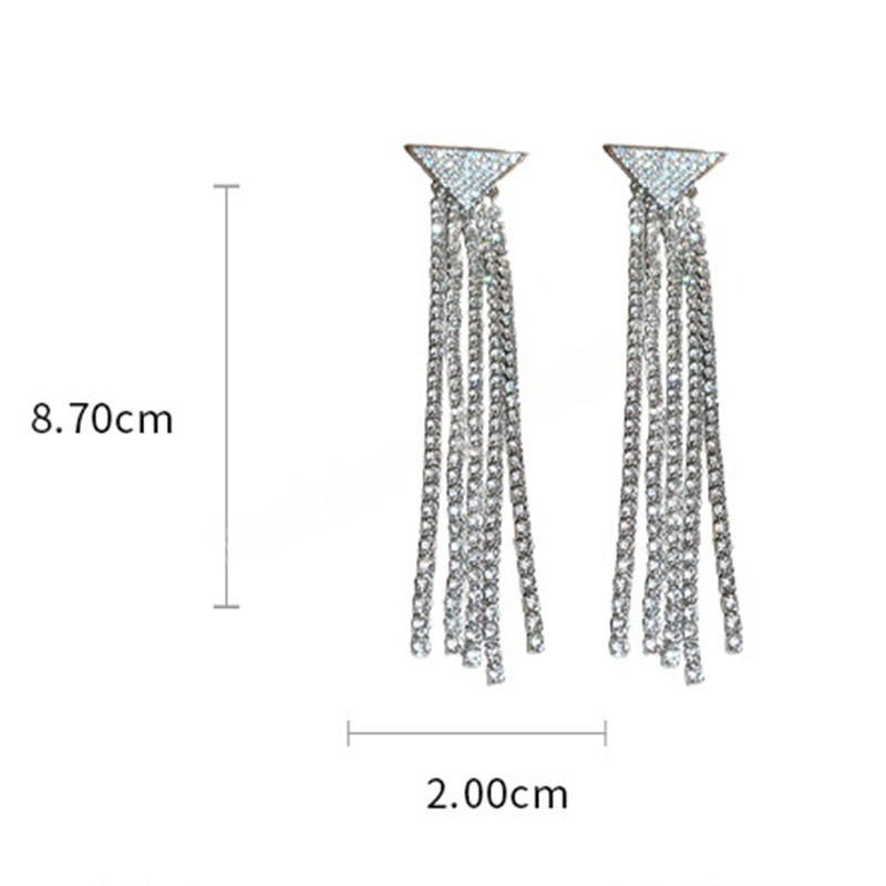 Boucles d'oreilles géométriques personnalisées avec chaîne en diamant et Zircon pour femmes, bijoux pendants de mode coréenne, cadeaux quotidiens de fête d'anniversaire