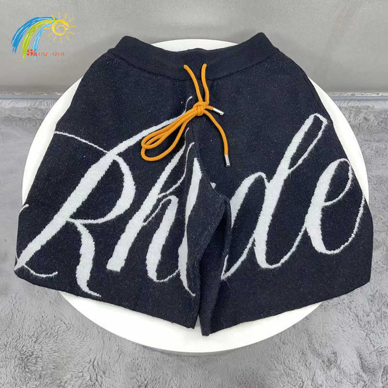 Men's Shorts Blue Green Black Big Letters Casual Shorts Men Women Loose Jacquard Knitted Shorts Hip Hop Drawstring Breeches G221214