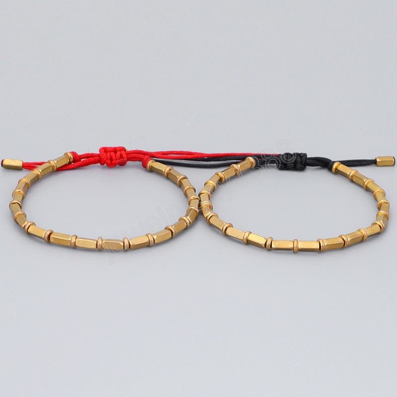Handmade Rectangle Copper Beads Lucky Bracelets for Women Men Tibetan Black & Red Thread Bracelets Vintage Jewelry