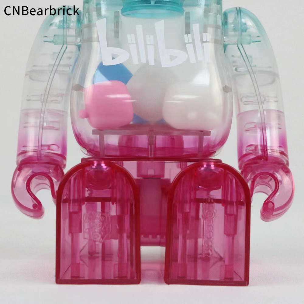 بقعة جديدة Bearbrick 400 ٪ 28 سم Bilibili Build Build Bear Bear Trend Doll Doll الشفافة الزخارف الزرقاء الزرقاء