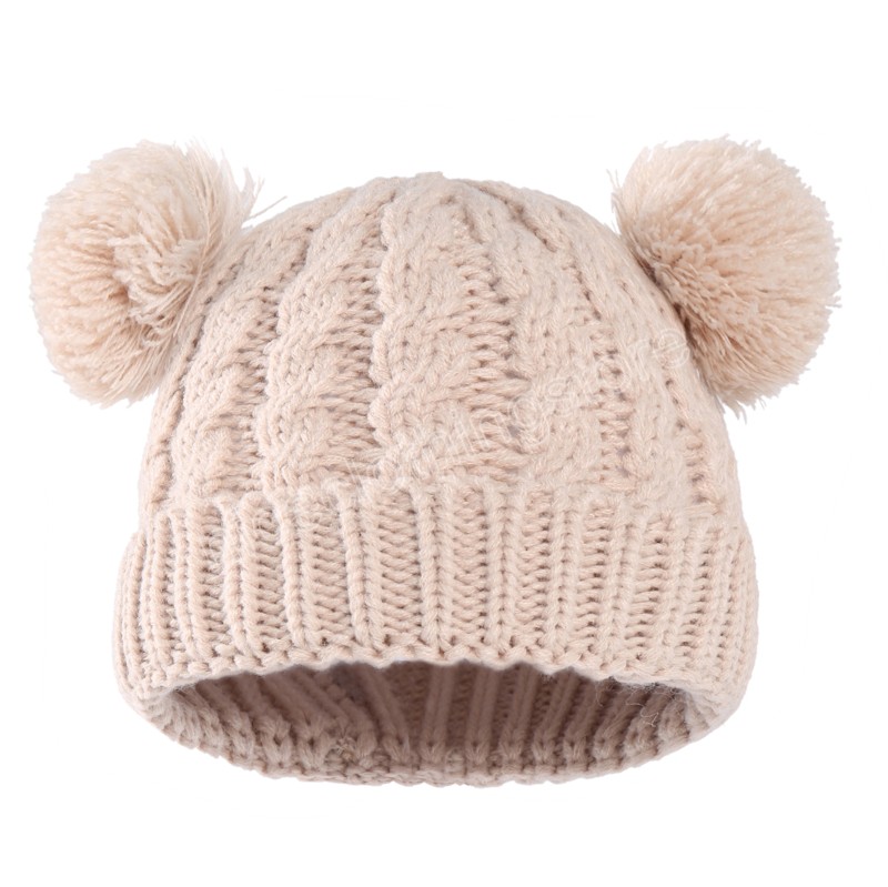 Nouveau-né bébé enfants filles garçons automne hiver chaud tricoté chapeau fourrure boules pompon solide chaud mignon belle bonnet casquette cadeaux