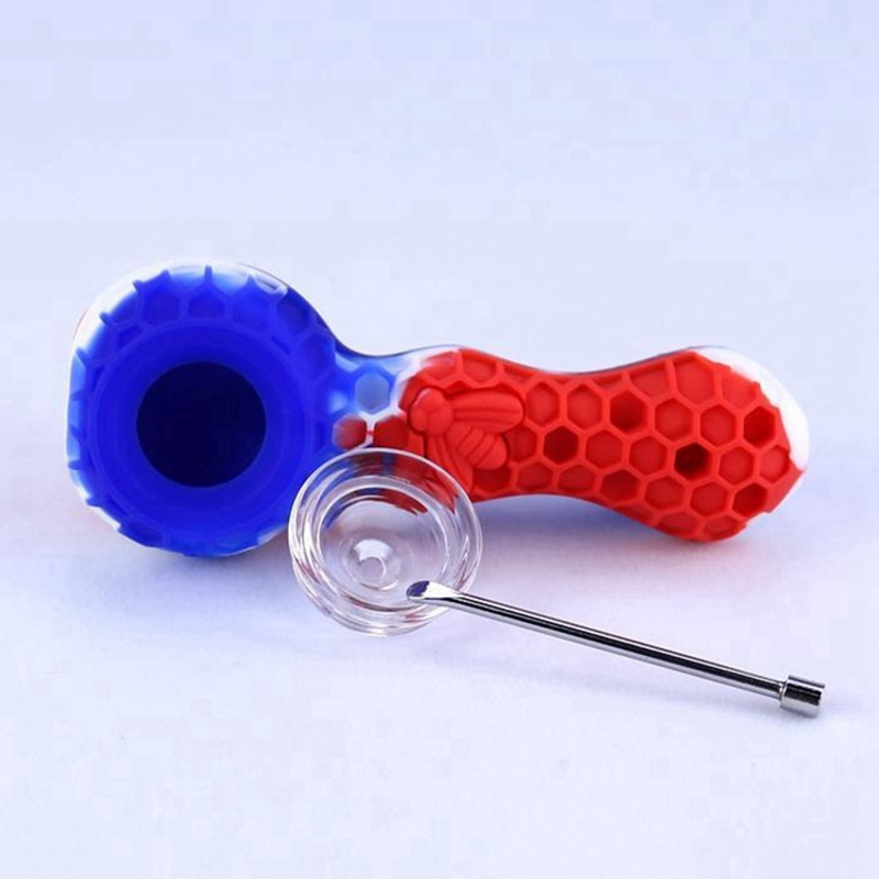 Latest Silicone Colorful Pipes Herb Tobacco Glass Porous Single Hole Filter Bowl Portable Oil Rigs Stash Case Handpipes Smoking Cigarette Holder Tube