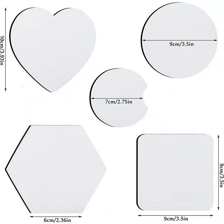 パーティーの好意昇華ブランクコースターマットDIYカーカップホルダーブランクカップパッドマットギフト用印刷可能なヒートプレス製品SN4275