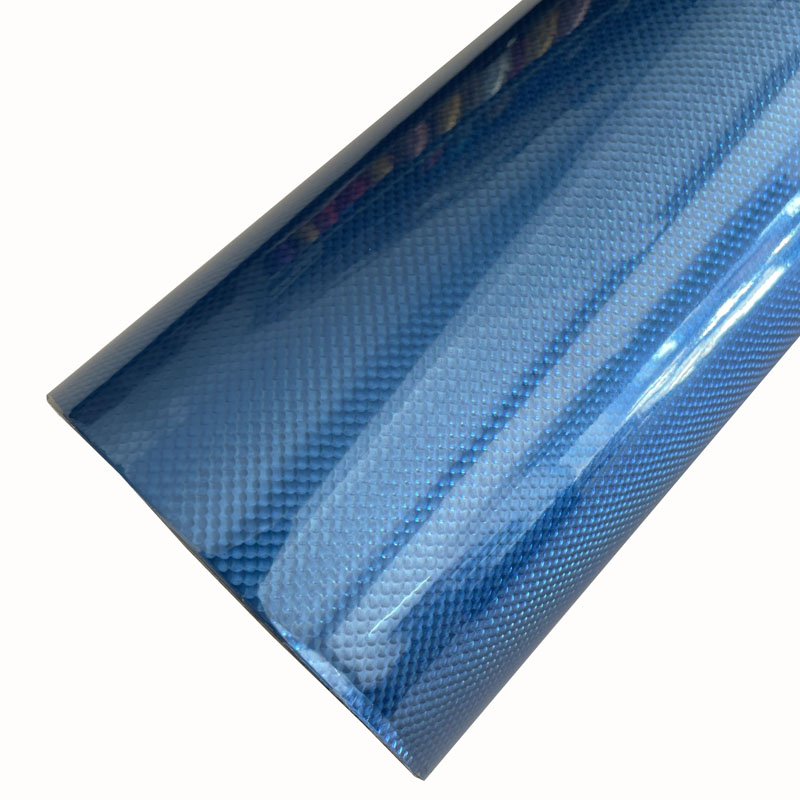 Rouleau de film de voiture en vinyle holographique bleu à haute brillance avec dégagement d'air
