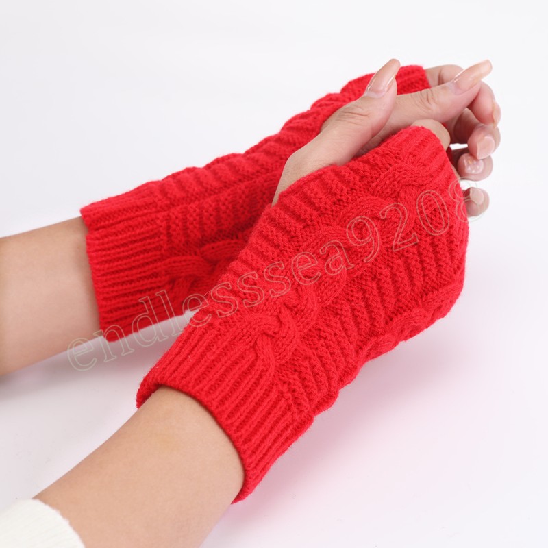 Gants tricotés sans doigts au Crochet pour femmes et hommes, à la mode, manches courtes, chauffe-mains, mitaines chaudes d'hiver