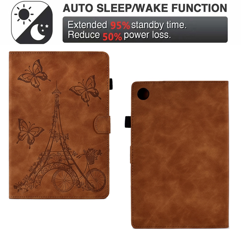 Lederen portefeuille tablet cases tassen voor Lenovo tab p11 m10 x605f x505f m10 plus 3 3gen 2e 2 gen x306 paris eiffel toren vlinder fietsbloemkaart slot boekstandzak