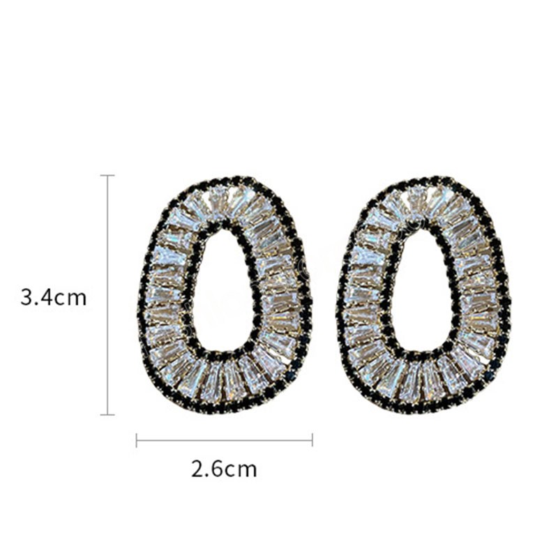 Diamond Zircon Geometric Elliptical Advanced Light Luxury Dangle örhängen för kvinnor koreanska mode örhänge födelsedagsfest smycken gåvor