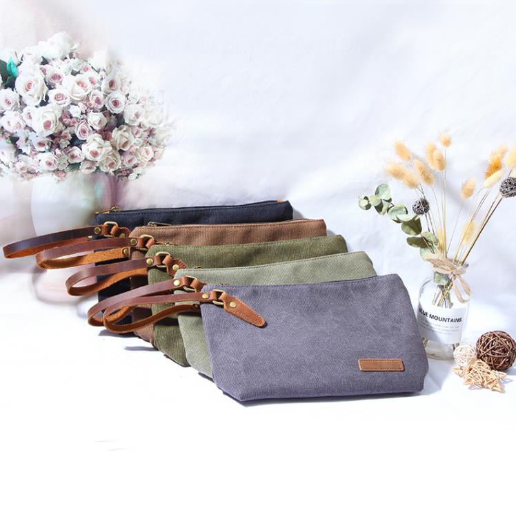 Canvas Makeup Bag Solid Color Retro Portable Cosmetic Bag Creative Maving Maving Wash Организатор Make Uup Make Uup SN539