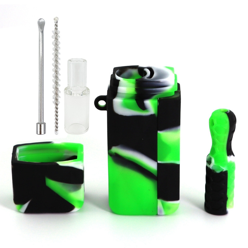 Latest Colorful Smoking Multifunction Silicone Pipes Kit Dry Herb Tobacco Filter Catcher Taster Bat One Hitter Hookah Bong Oil Rigs Tip Straw Holder