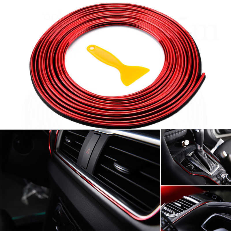 Car Styling 5M/pcs Universal DIY Flexible Interior Decoration Moulding Trim Strips Car Central Control and Door Decoration Strip