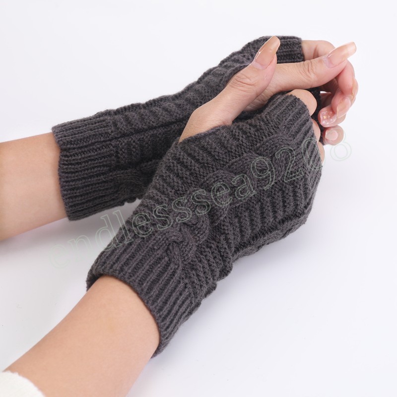 Fashion Women Men Twist Crochet Knitted Fingerless Gloves Short Arm Sleeve Hand Warmer Mittens Winter Warm Guantes Mujer