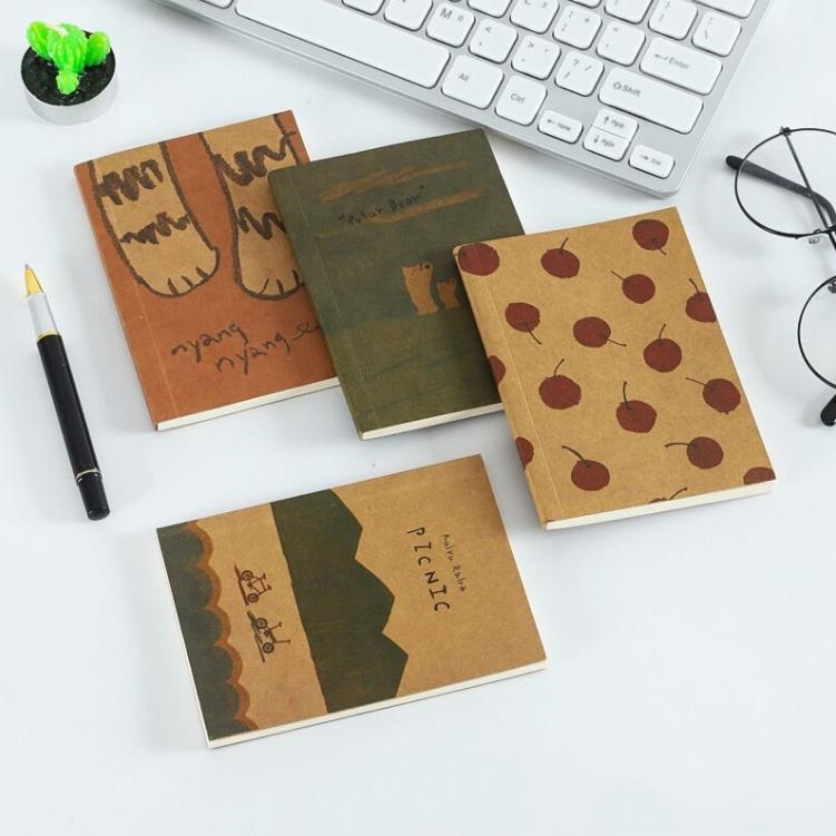 Pequeno Kraft Paper Notebook Notepad Di￡rio do Di￡rio do di￡rio de tinta Padr￣o de desenho de pintura SN538