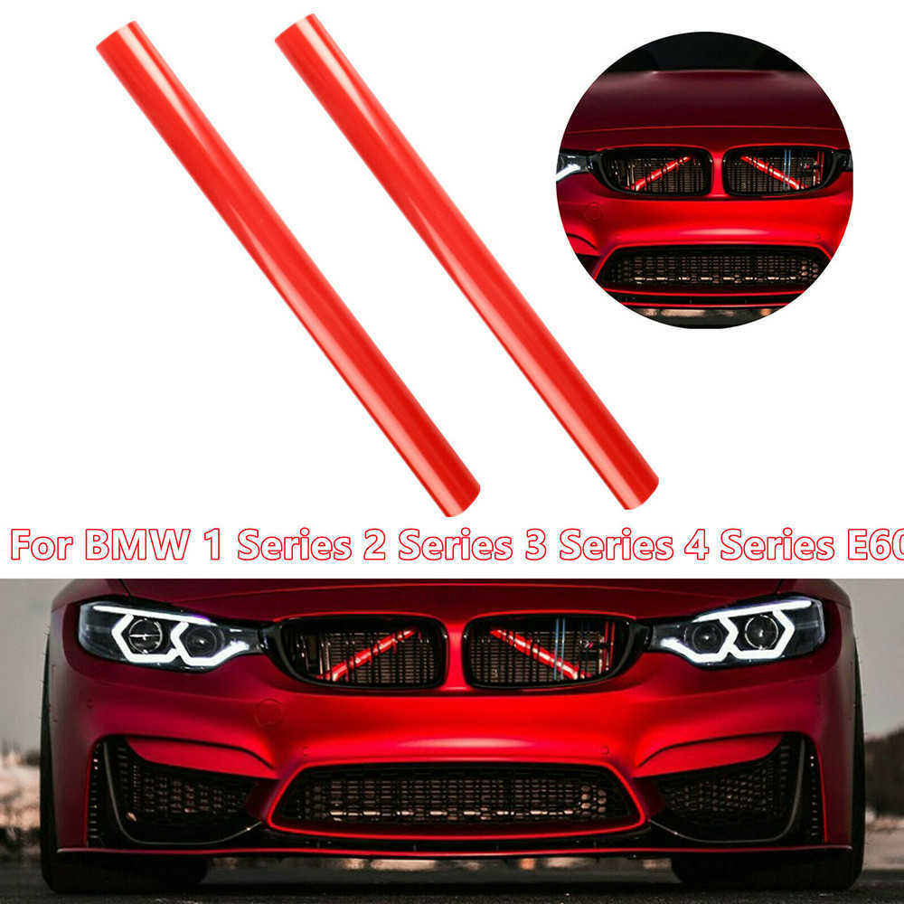 Bande de garniture de calandre avant de voiture rouge, 2 pièces, barre de décoration en V pour BMW E60 série 1 2 3 4, bandes de garniture de calandre avant