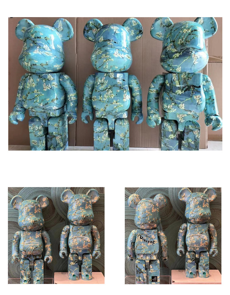 Nowe miejsce Bearbrick 1000% Van Gogh morela klocki do budowy brutalny niedźwiedź modna lalka ręczna dekoracja salonu 70CM