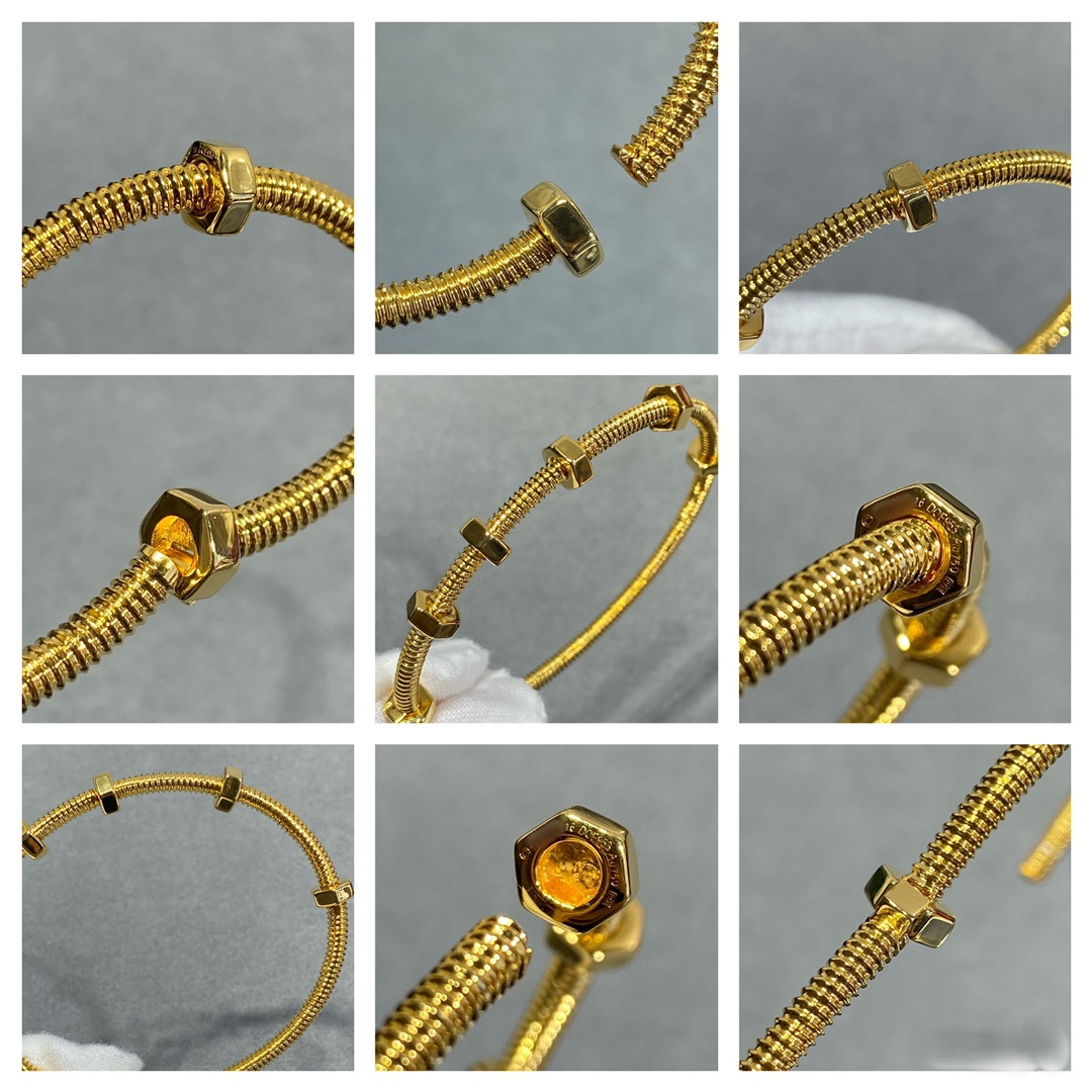 Diamantes de brazalete de tornillo 18 k oro 16-19cm réplica oficial joyería de la mejor calidad de la marca de lujo 5a brazaletes clásicos adita pulsera 240J