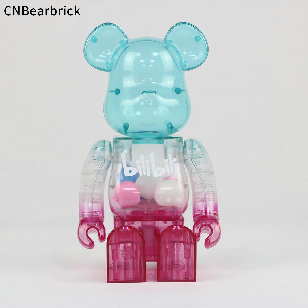 بقعة جديدة Bearbrick 400 ٪ 28 سم Bilibili Build Build Bear Bear Trend Doll Doll الشفافة الزخارف الزرقاء الزرقاء