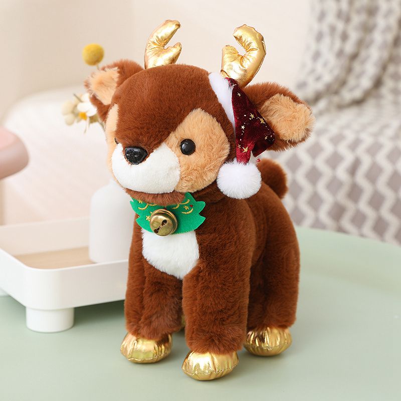 32cm Lovely New Christmas Elk Plush Toys Stuffed Soft Deer Gift Doll for Kids Children Xmas Home Decoration Ornaments