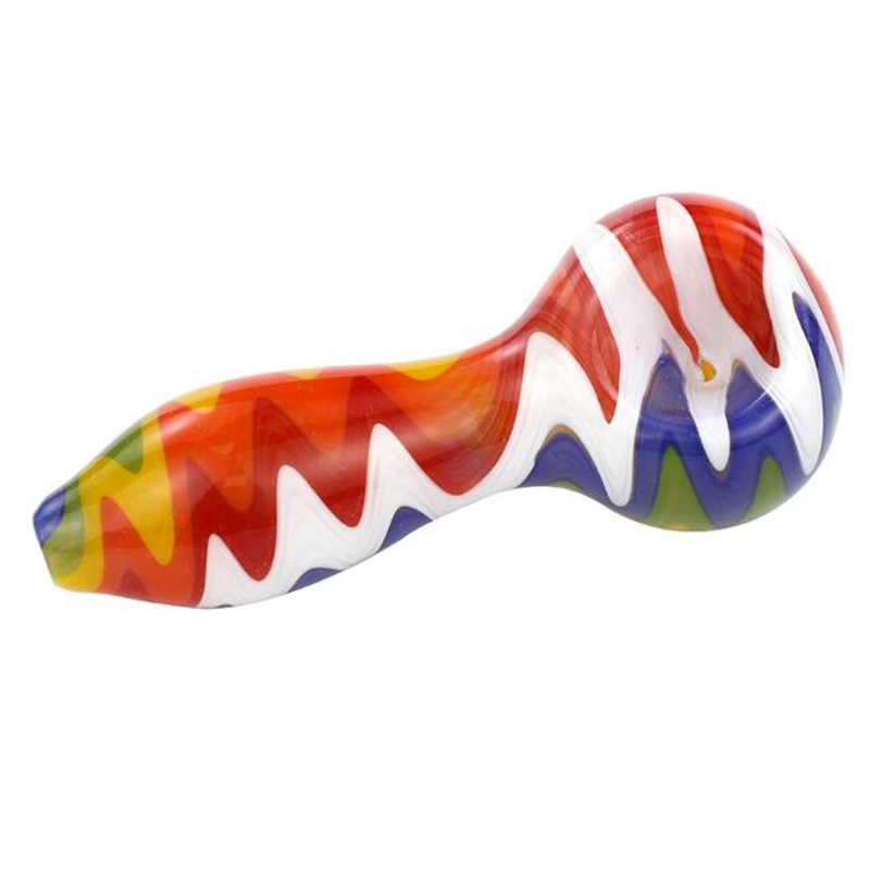 Latest Colorful Wig Wag Hand Pipes Pyrex Thick Glass Portable Spoon Filter Dry Herb Tobacco Bong Handpipe Handmade Oil Rigs Smoking Cigarette Holder DHL