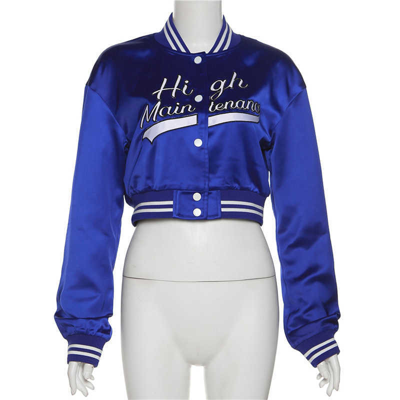 Giacche da donna Giacca da baseball Varsity Abbigliamento invernale Donna Fitness 2022 Ritagliata Cyber Y2K Streetwear Bomber da corsa Giacche invernali Cappotto in raso T221220