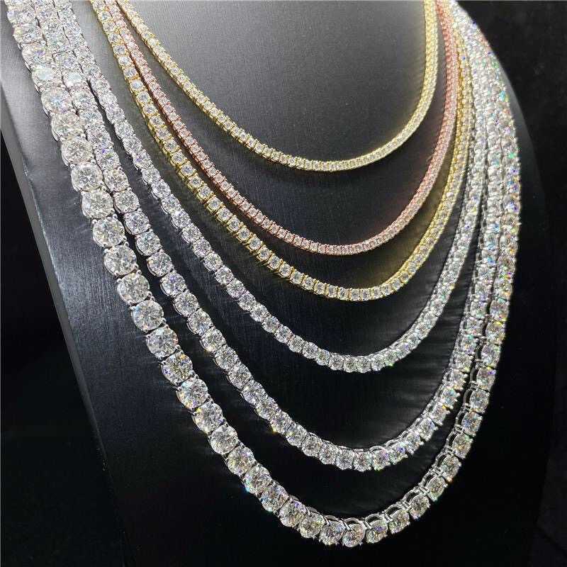 Designer Jewelry Custom Hip Hop Bling Vvs1 3mm 4mm 5mm 6 5mm Ice Out Diamond Moissanite Tennis Chain260u