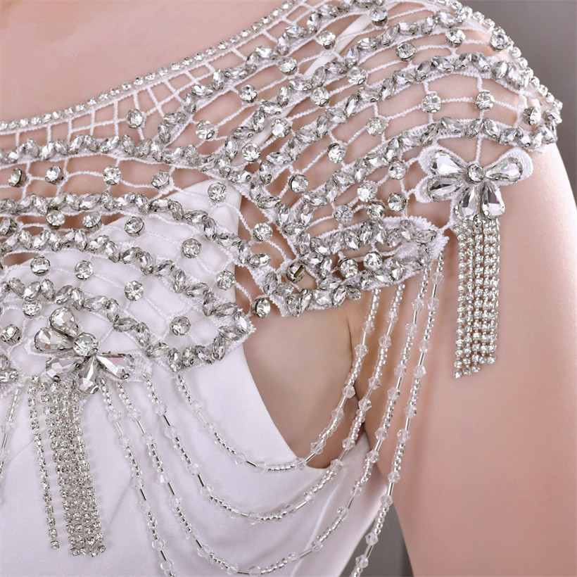 Винтажное свадебное кружевное ожерелье с кристаллами и стразами, цепочка на все тело, платье-куртка, болеро, белый очаровательный орнамент, цветочные ожерелья, ювелирные изделия