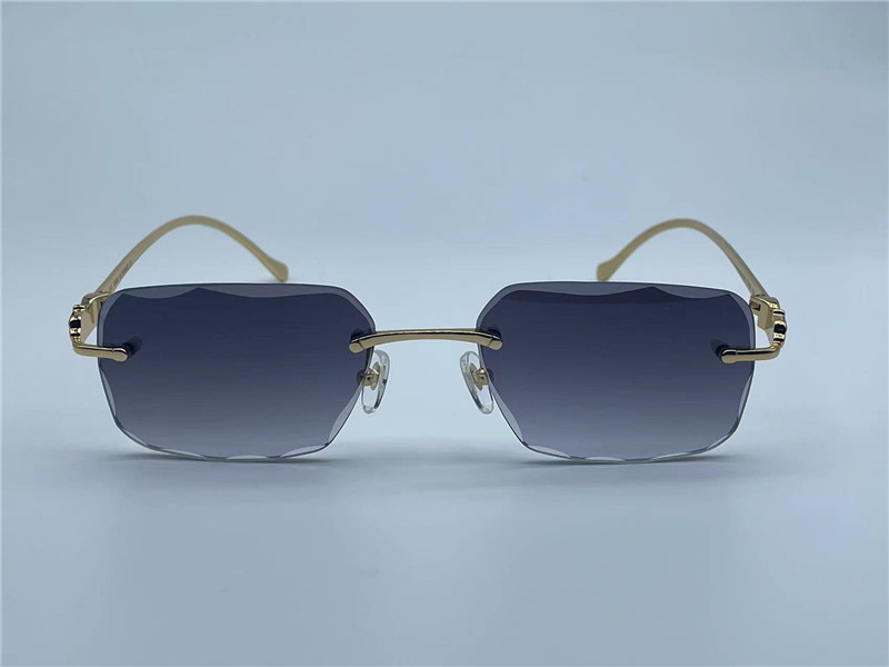 sunglasses vintage 563591 men design frameless cut lenses square shape retro glasses UV400 eyewear gold light color lenses235B