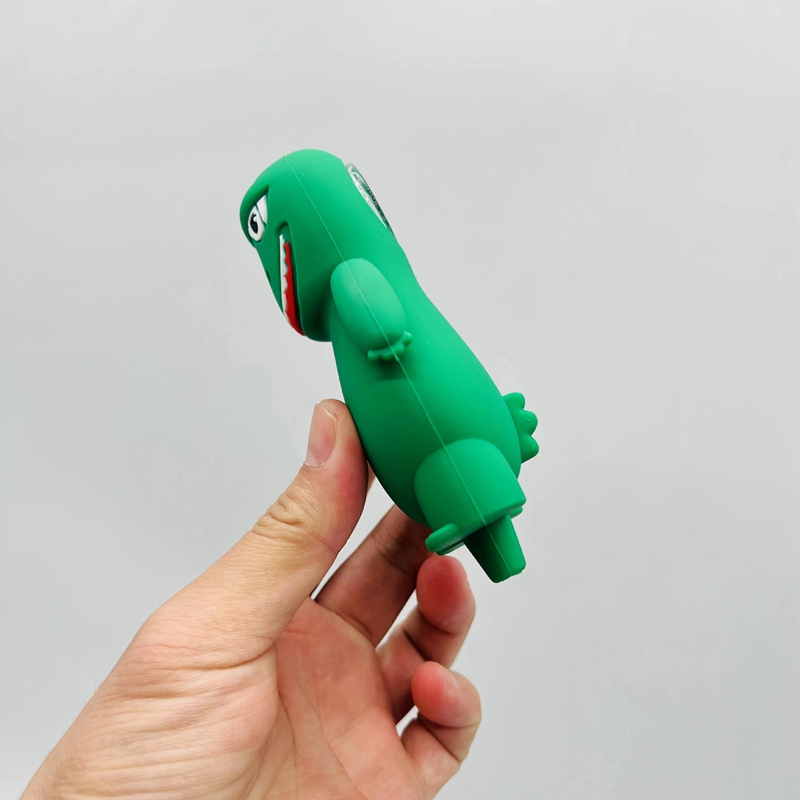 Gros Silicone Coloré Dinosaure Style Pipes Herbe Tabac Huile Rigs Verre Poreux Trou Filtre Bol Portable Handpipes Fumer Porte-Cigarette Tube