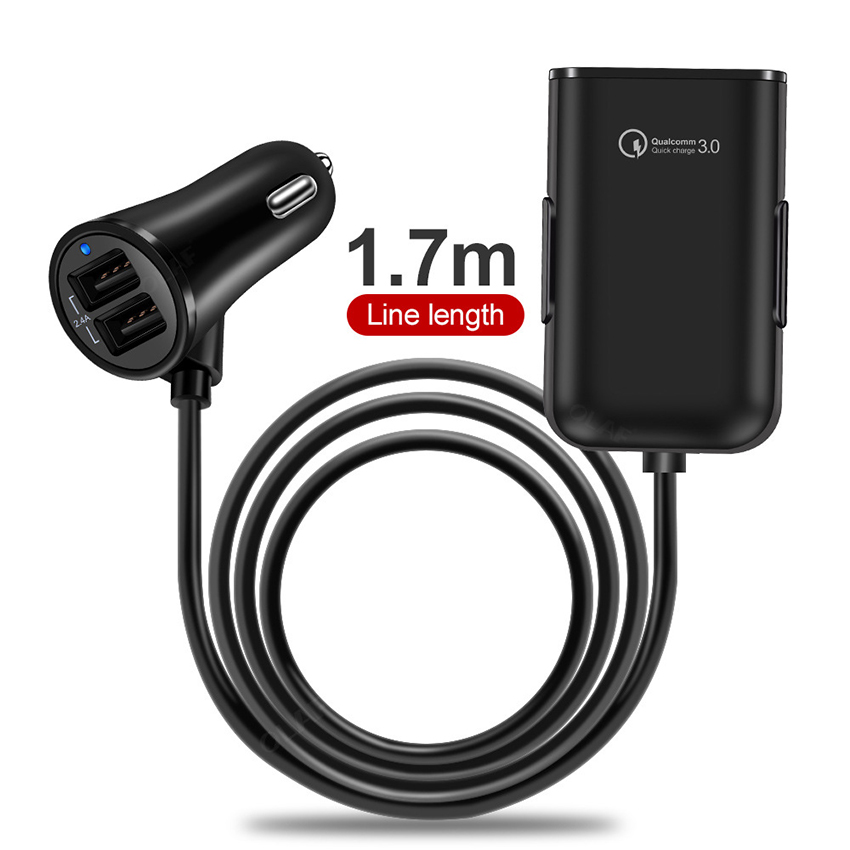 30W 8A Chargeurs de téléphone portable Siège avant arrière 4 ports USB Charge rapide QC30 Chargeur de voiture pour iPhone 13 Huawei Xiaomi Samsung Fast Char3886808