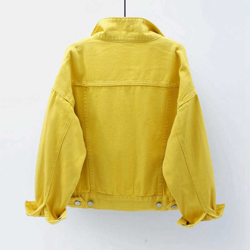 여자 재킷 여자 데님 재킷 스프링 가을 짧은 코트 핑크 진 재킷 캐주얼 탑 보라색 노란색 흰색 느슨한 탑 레이디 외부 kw02 t221220